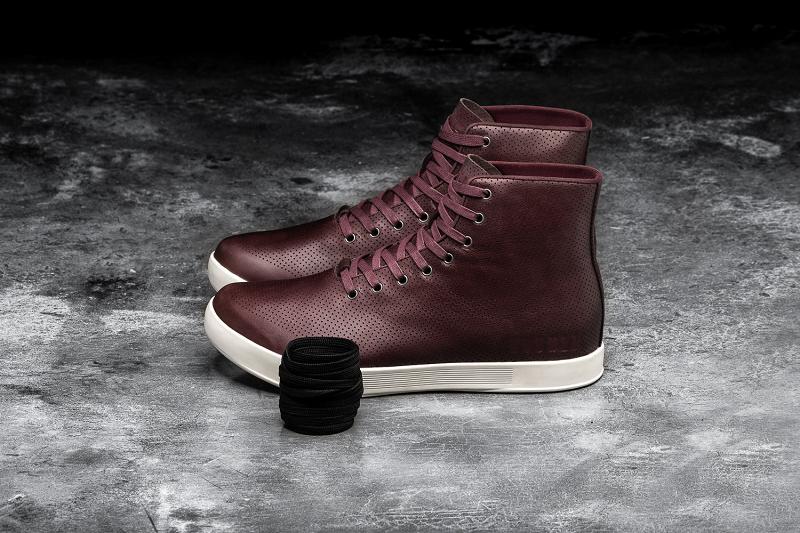 Men's Nobull High-Top Burgundy Leather Trainers Burgundy | SG S2363G